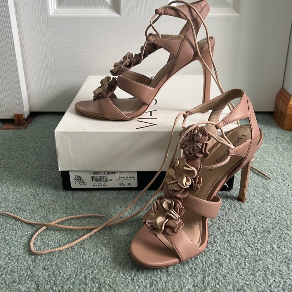 Blush flower heels